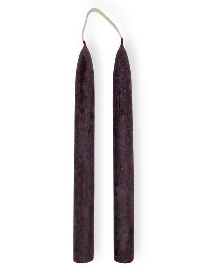 Candlestock Beeswax Taper Candles - Standard 7/8" Diameter, Pure 100% Natural USA Beeswax, Cotton Wick, Dripless, Long-Burning, Handmade in Woodstock, NY- 6 Inches - 1 Pair (2 Candles) - Plum Purple - Image 1
